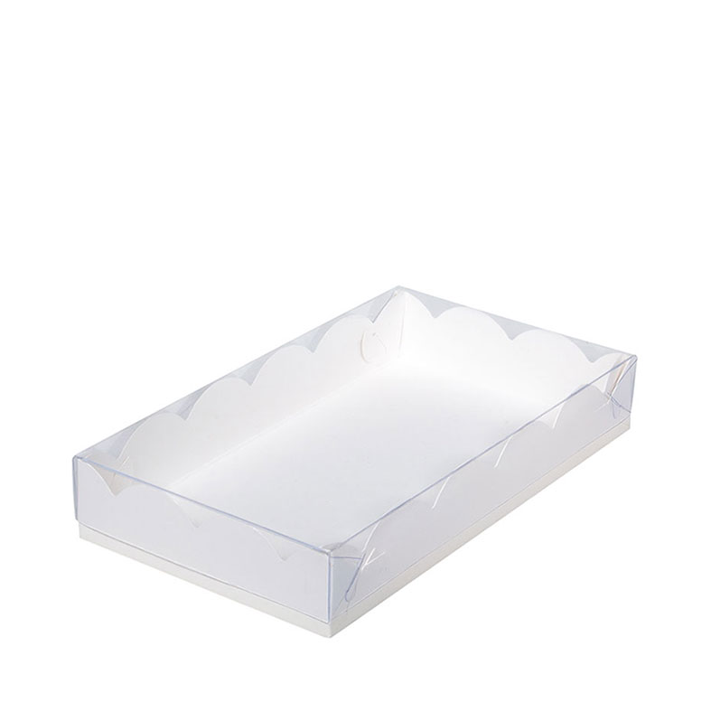 Коробка для пряников, 200x120x35мм, с пластиковой крышкой, белая (упаковка 50шт.). Лавка кондитера - магазин для кондитеров и любителей сладкого творчества.