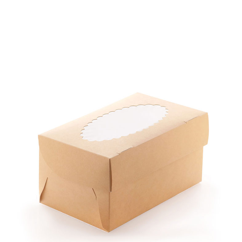Коробка для капкейков, 2 ячейки, с окном, крафт (упаковка 50шт.). Лавка кондитера - магазин для кондитеров и любителей сладкого творчества.
