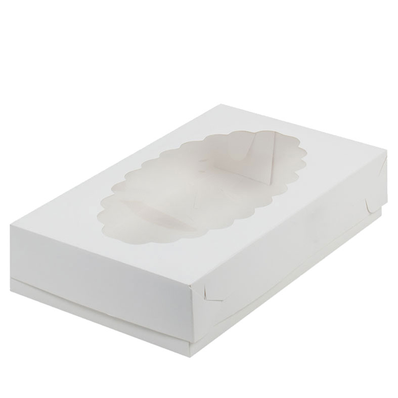 Коробка для сладостей, 240x140x50мм, с окном, белая (упаковка 50шт.). Лавка кондитера - магазин для кондитеров и любителей сладкого творчества.