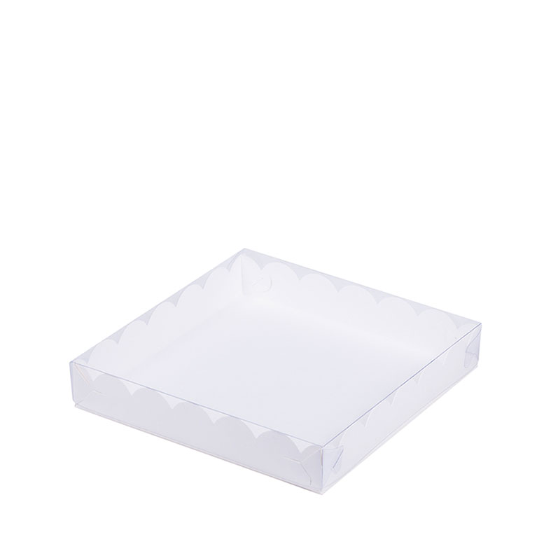 Коробка для пряников, 120x120x30мм, с пластиковой крышкой, белая (упаковка 50шт.). Лавка кондитера - магазин для кондитеров и любителей сладкого творчества.