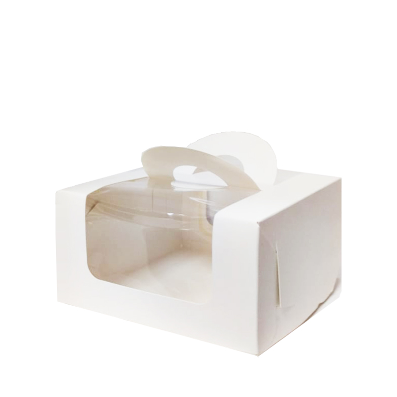 Коробка для десертов, Бенто торта, 140x140x80мм, с окном, и ручками белая (упаковка 50шт.). Лавка кондитера - магазин для кондитеров и любителей сладкого творчества.