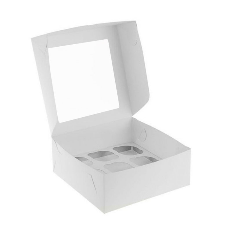 Коробка для капкейков, 9 ячеек, с окном, белая (упаковка 50шт.). Лавка кондитера - магазин для кондитеров и любителей сладкого творчества.