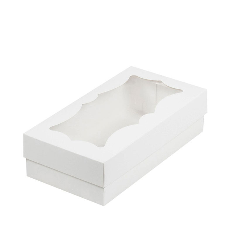 Коробка для 12 макарон, 210x110x55мм, с окном, белая. Лавка кондитера - магазин для кондитеров и любителей сладкого творчества.