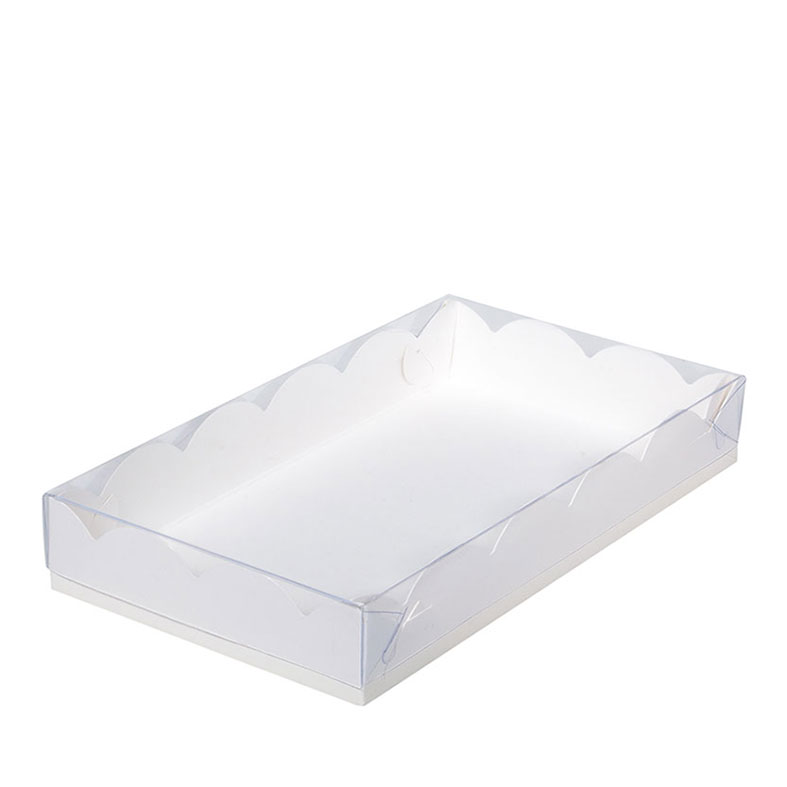 Коробка для пряников, 220x150x35мм, с пластиковой крышкой, белая. Лавка кондитера - магазин для кондитеров и любителей сладкого творчества.
