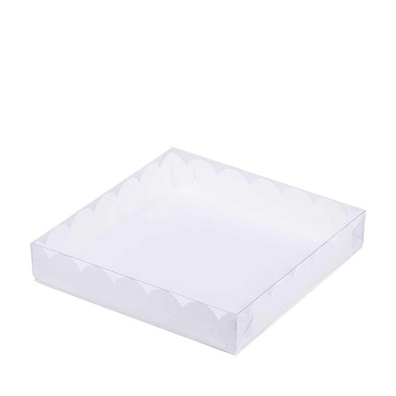 Коробка для пряников, 155x155x35мм, с пластиковой крышкой, белая (упаковка 50шт.). Лавка кондитера - магазин для кондитеров и любителей сладкого творчества.