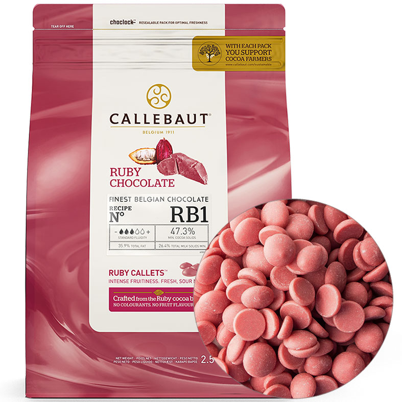 картинка Шоколад рубиновый Ruby Callebaut (Бельгия), 47.3% какао, 250гр. от магазина Лавка кондитера. Магазин для кондитеров и любителей сладкого творчества