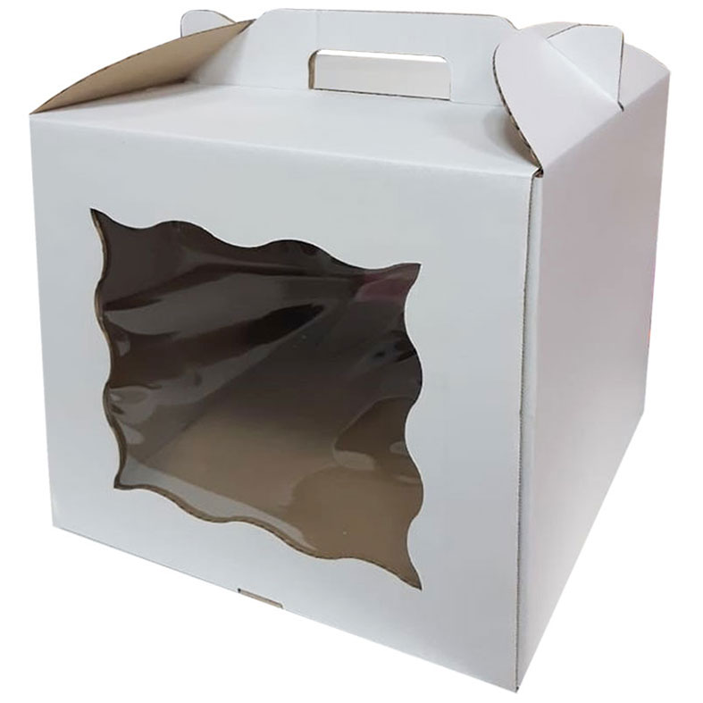 Коробка для торта, 300х300х300мм, с окном и ручками (упаковка 50шт.). Лавка кондитера - магазин для кондитеров и любителей сладкого творчества.