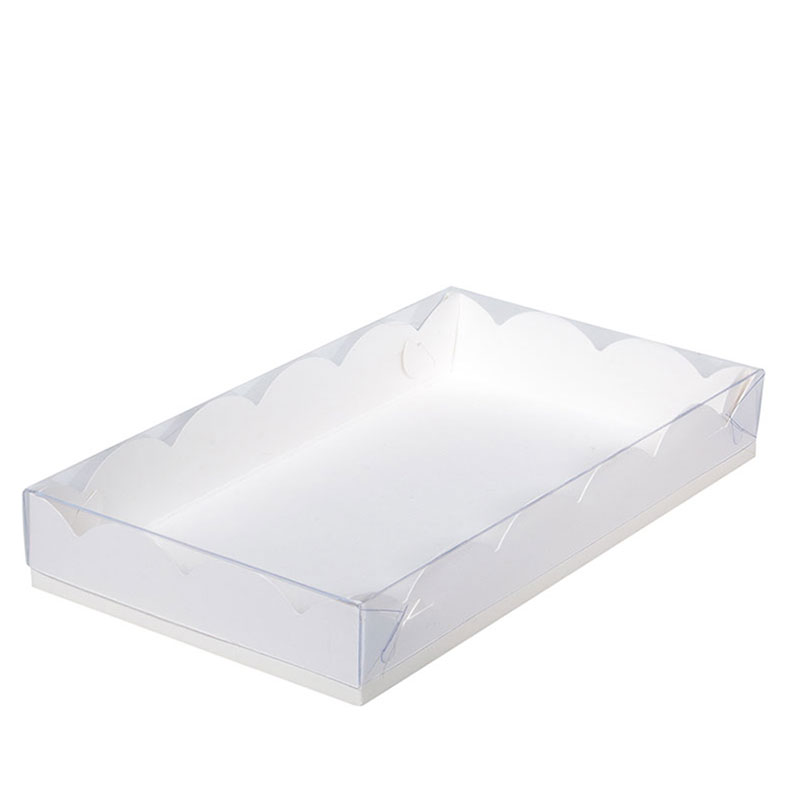 Коробка для пряников, 250x150x35мм, с пластиковой крышкой, белая. Лавка кондитера - магазин для кондитеров и любителей сладкого творчества.