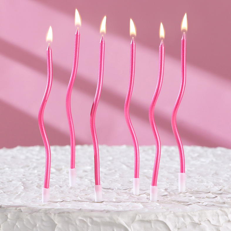 Свечи для торта Спираль 15см, Розовые0 6шт.. Лавка кондитера - магазин для кондитеров и любителей сладкого творчества.