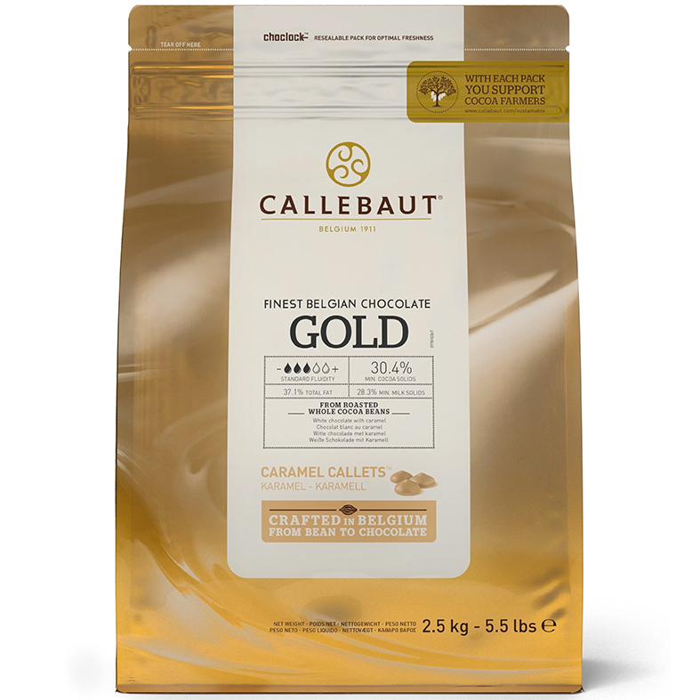 картинка Шоколад карамелизованный Callebaut Gold (Бельгия), 30,4% какао, 2.5кг. от магазина Лавка кондитера. Магазин для кондитеров и любителей сладкого творчества