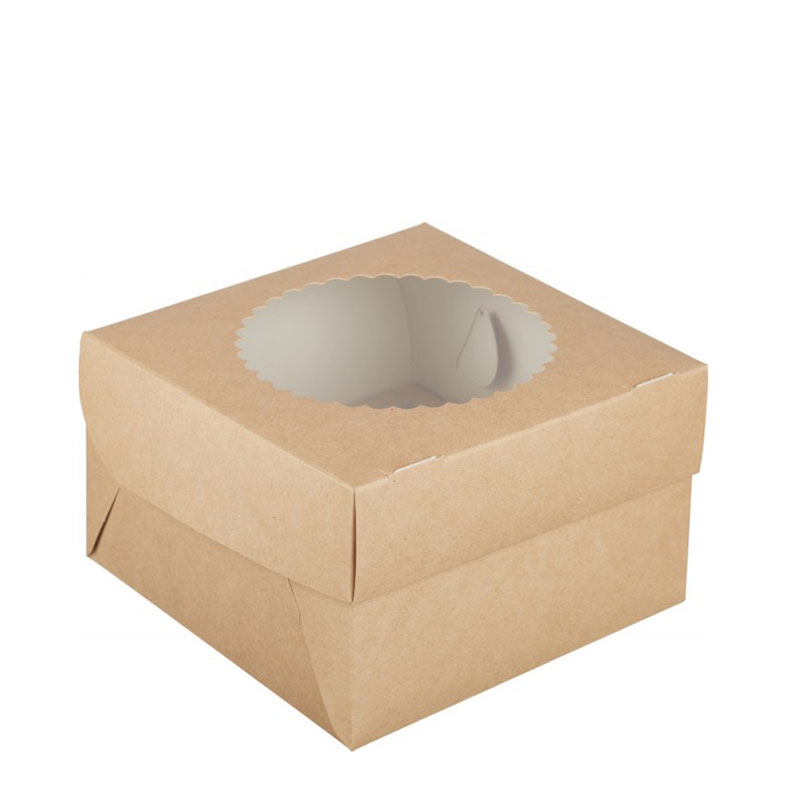Коробка для капкейков, 4 ячейки, с окном, крафт (упаковка 50шт.). Лавка кондитера - магазин для кондитеров и любителей сладкого творчества.
