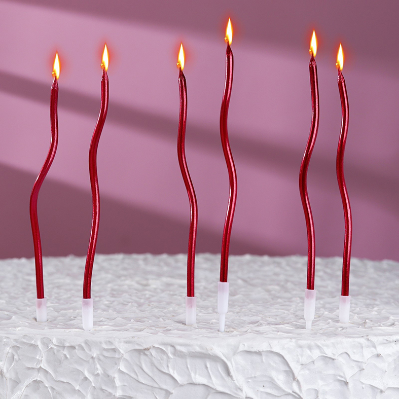 Свечи для торта Спираль 15см., Красные, 6шт.. Лавка кондитера - магазин для кондитеров и любителей сладкого творчества.