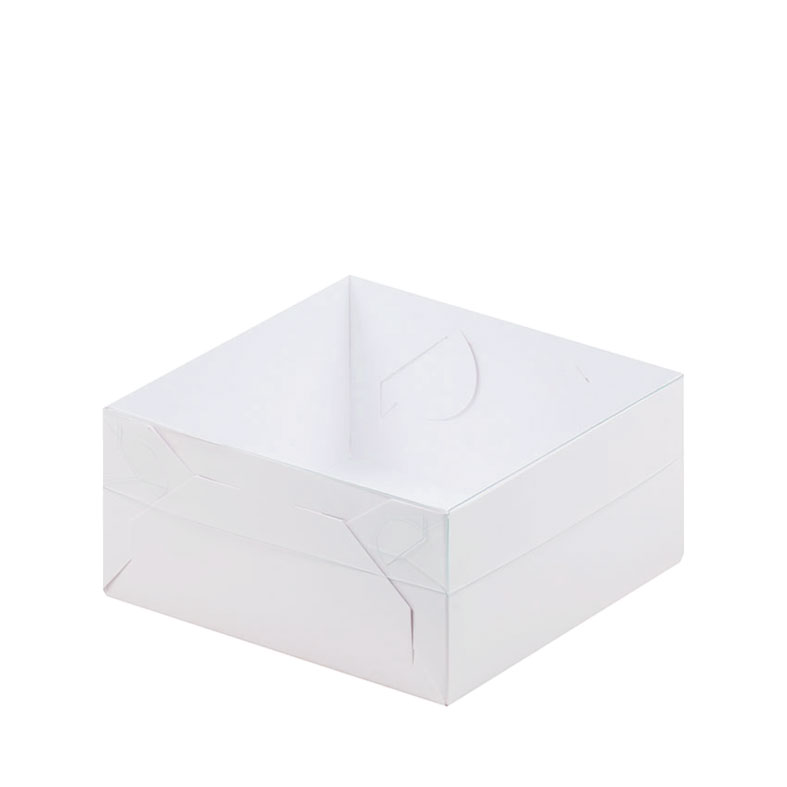 Коробка для зефира, 155x155x70мм, с пластиковой крышкой, белая. Лавка кондитера - магазин для кондитеров и любителей сладкого творчества.