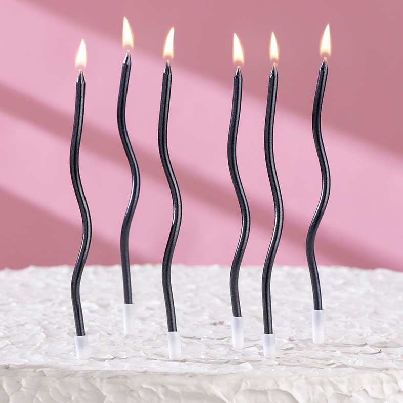 Свечи для торта Спираль 15см, Чёрные, 6шт.. Лавка кондитера - магазин для кондитеров и любителей сладкого творчества.