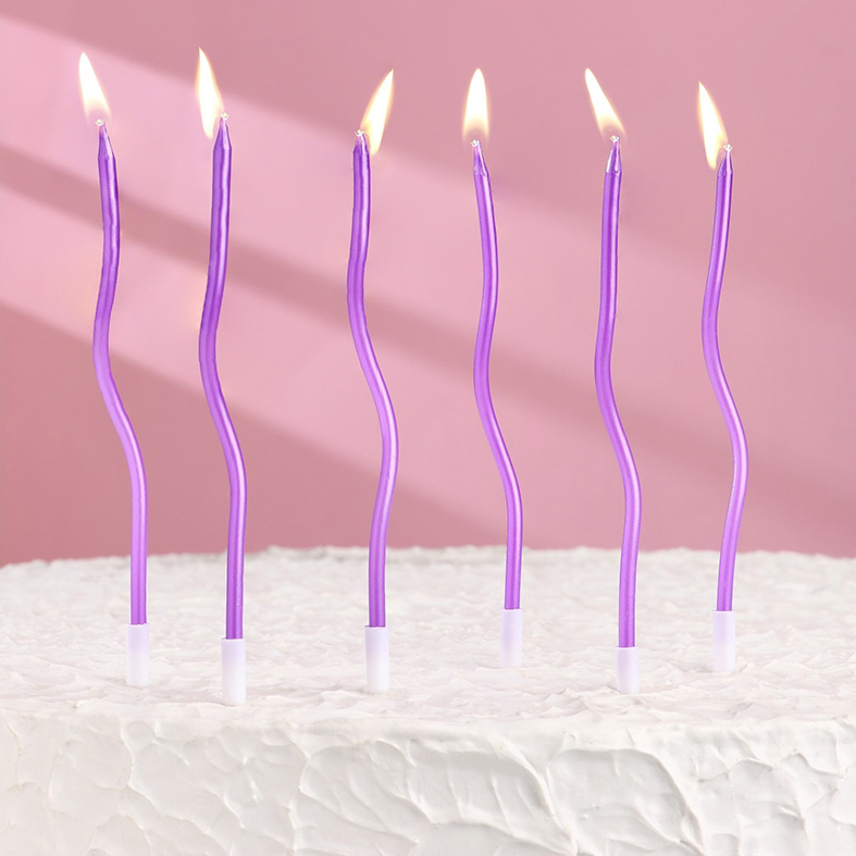 Свечи для торта Спираль 15см, Фиолетовые, 6шт.. Лавка кондитера - магазин для кондитеров и любителей сладкого творчества.