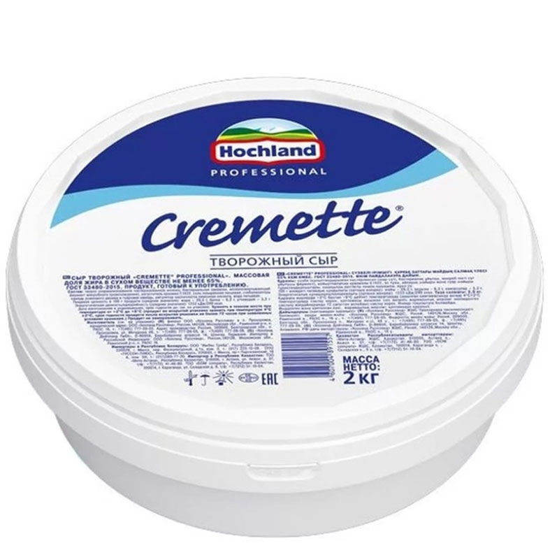 картинка Сыр творожный Cremette Hochland, 65%, 2кг. от магазина Лавка кондитера. Магазин для кондитеров и любителей сладкого творчества