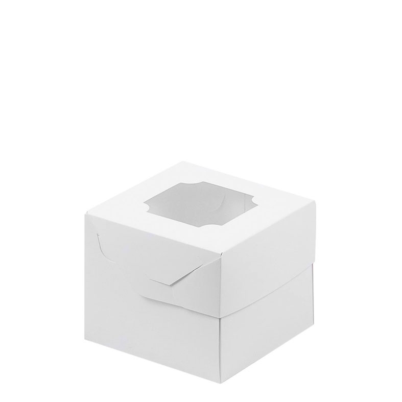 Коробка для капкейков, 1 ячейка, с окном, белая (упаковка 50шт.). Лавка кондитера - магазин для кондитеров и любителей сладкого творчества.