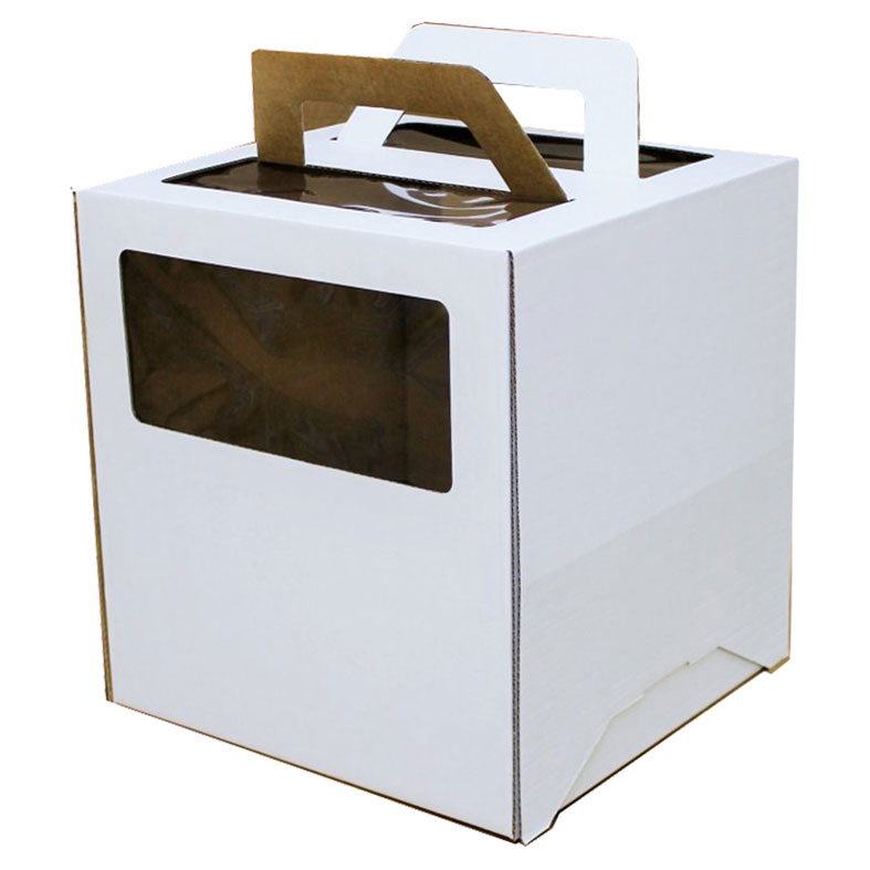 Коробка для торта, 220х220х240мм, с окном и ручками (упаковка 25шт.). Лавка кондитера - магазин для кондитеров и любителей сладкого творчества.