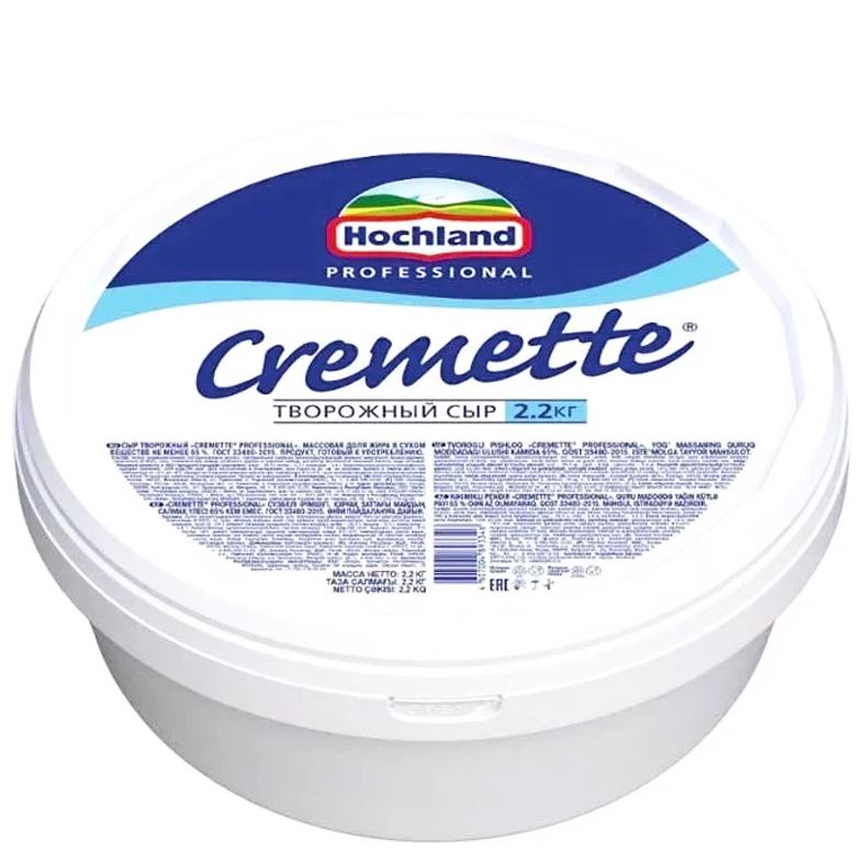 картинка Сыр творожный Cremette Hochland, 65%, 2,2кг. от магазина Лавка кондитера. Магазин для кондитеров и любителей сладкого творчества