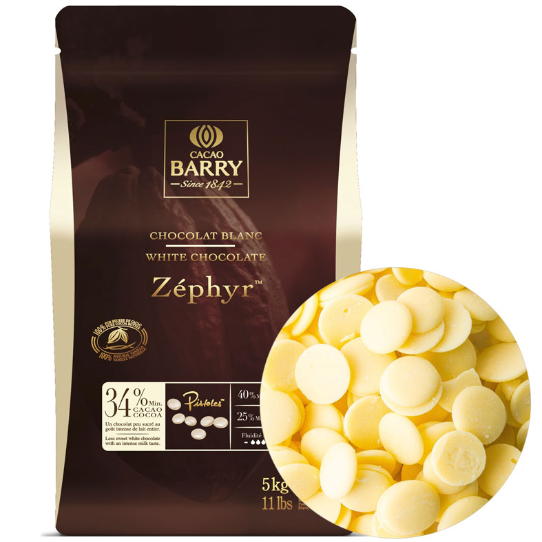 картинка Шоколад белый Cacao Barry Zephyr (Франция), 34% какао, 5кг. от магазина Лавка кондитера. Магазин для кондитеров и любителей сладкого творчества