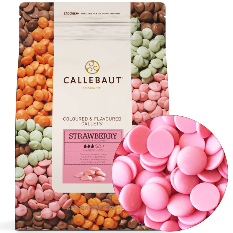 картинка Шоколад со вкусом Клубники Callebaut (Бельгия), 29% какао, 250гр. от магазина Лавка кондитера. Магазин для кондитеров и любителей сладкого творчества