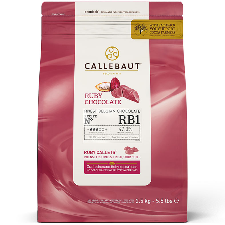 картинка Шоколад рубиновый Ruby Callebaut (Бельгия), 47.3% какао, 2,5кг. от магазина Лавка кондитера. Магазин для кондитеров и любителей сладкого творчества