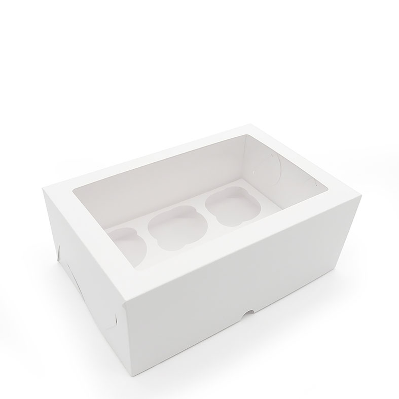 Коробка для капкейков, 6 ячеек, с окном, белая. Лавка кондитера - магазин для кондитеров и любителей сладкого творчества.