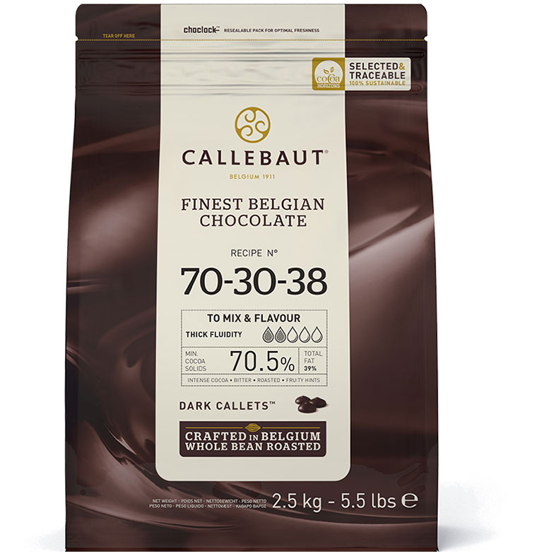 картинка Шоколад горький Callebaut (Бельгия), 70,5% какао, 2,5кг. от магазина Лавка кондитера. Магазин для кондитеров и любителей сладкого творчества